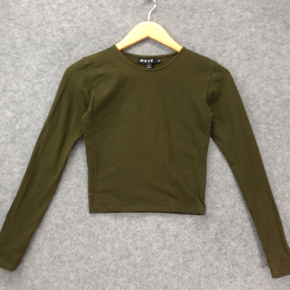 90s Grunge Crop Top Womens XS Olive Green Earthy Minimalist Baby Tee MOTEL ROCKS